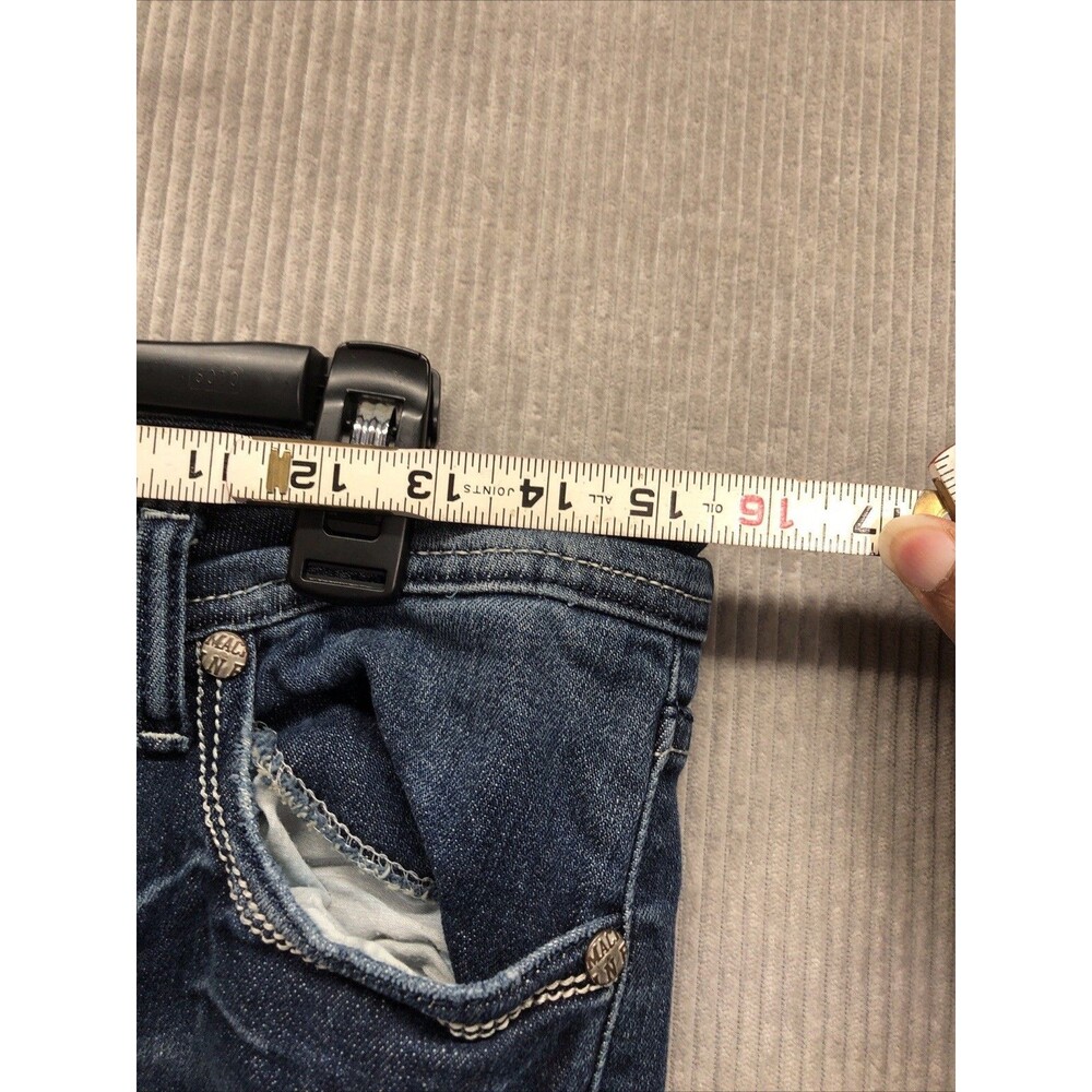 Machine Juniors Jeggings Size 9 Factory Destroyed Dark Wash - Picture 10 of 16